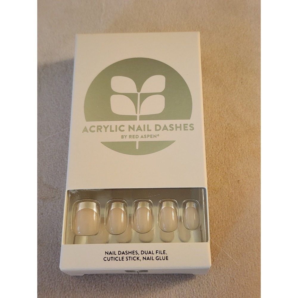 Red Aspen Acrylic Nail Dashes Dynamic Dae Silver French Tip Short Squoval